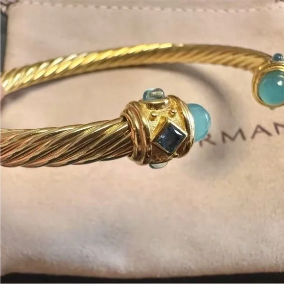 David Yurman Gold Twist 4mm Bracelet with Accents - Picture 3 of 5